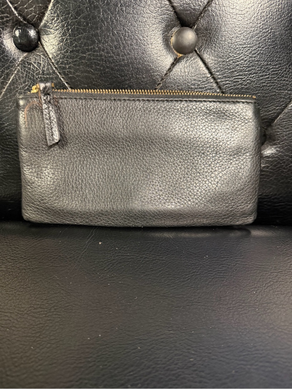 Fossil Black Pebble Leather Zip Wallet